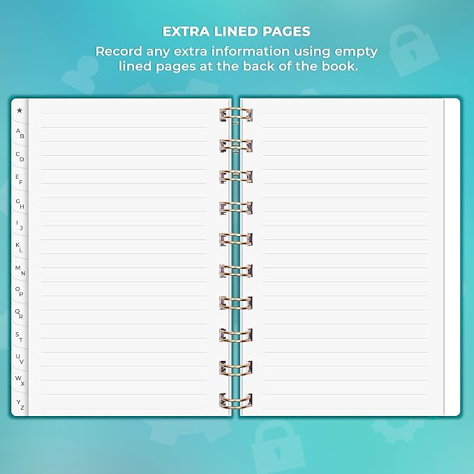Clever Fox Password Book Spiral – Mini Internet Address & Password Organizer - Image 6