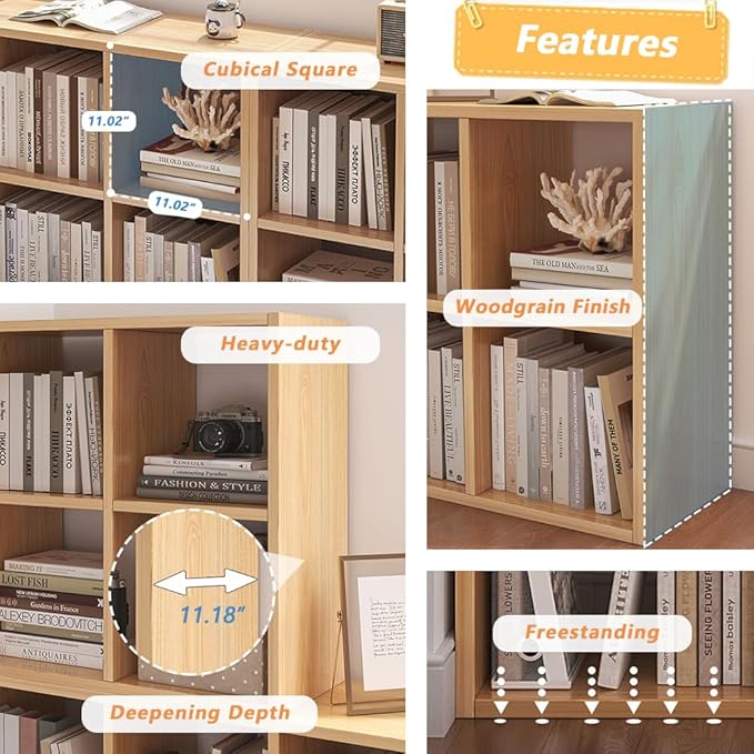NELYE 4 Cube Organizer Bookcase - Image 3