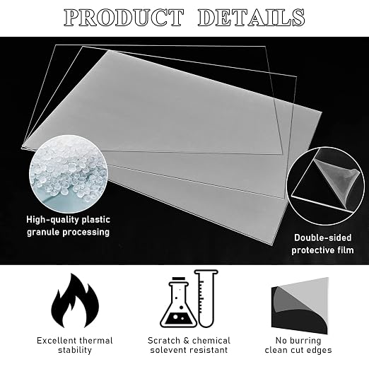 Roowest 2 Pcs 24 x 48 Inch, 1/4 Inch Thick Clear Acrylic Plexiglass Sheets - Image 3