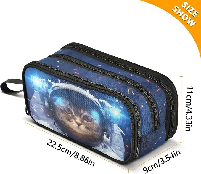 Cat Astronaut Pencil Case Box Boys Girls Large Pencil Pouch - Image 4