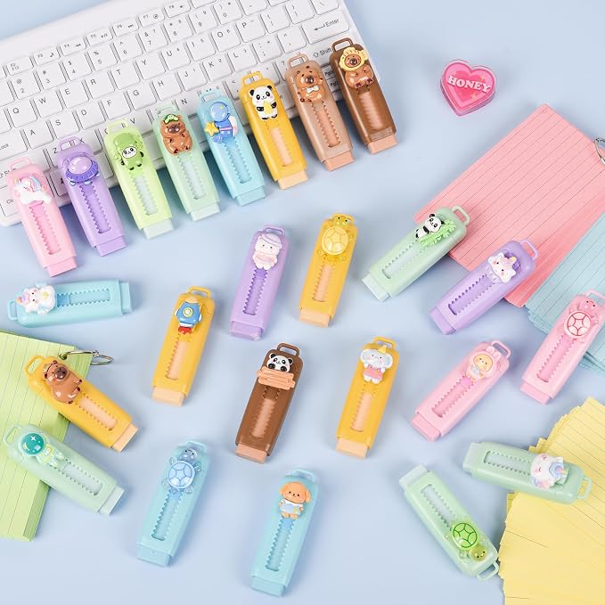 24 Pcs Cute Retractable Eraser for Pencils Cute School Supplies Kawaii Erasers - Image 5