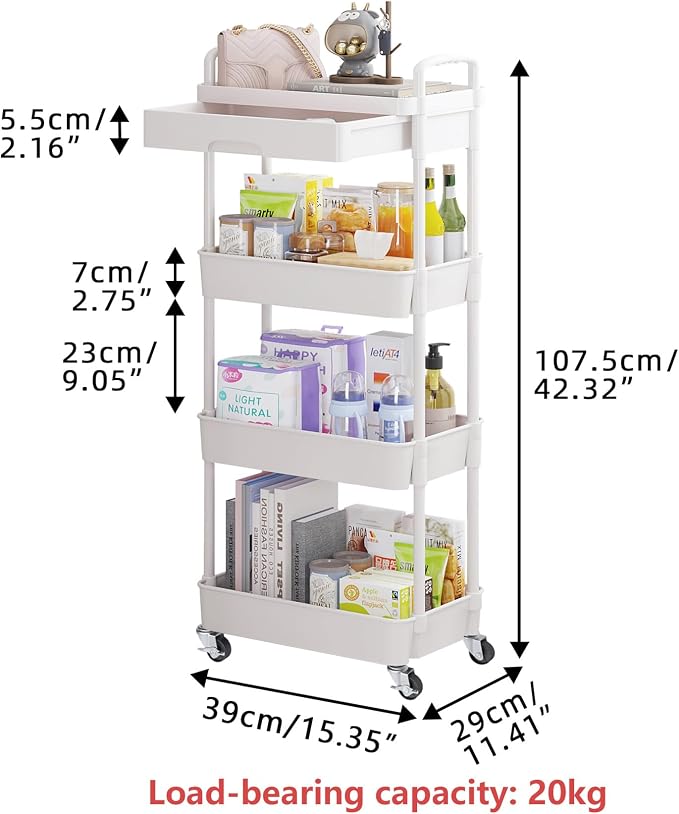 Calmootey 4-Tier Rolling Utility Cart - Image 5