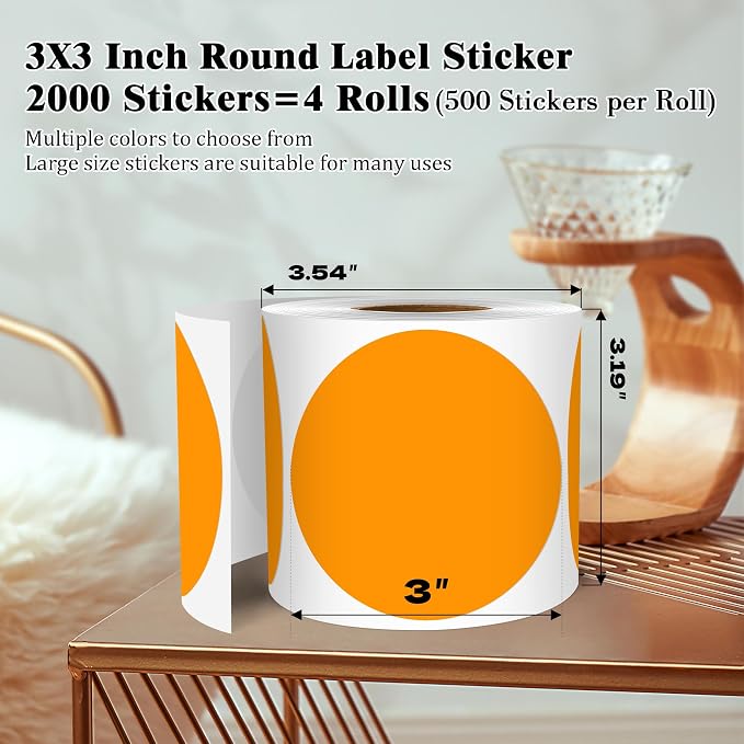 3 Inch Round Colored Dot Stickers, 4 Rolls in Dispenser Box - Image 2