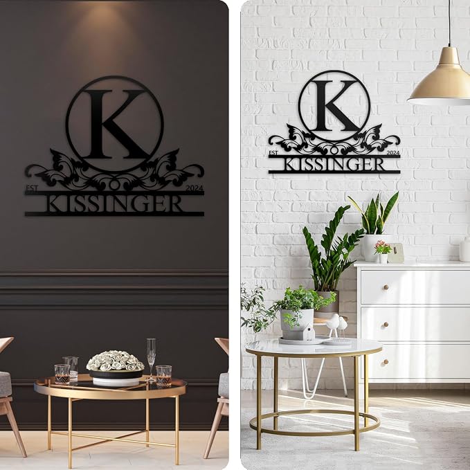 Personalized Metal Signs | Metal Name Sign | Split Letter Monogram | Home Decor - Image 3