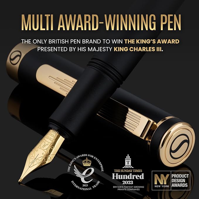 Scriveiner Luxury EDC Fountain Pen, Stunning Black Pocket Pen - Image 2