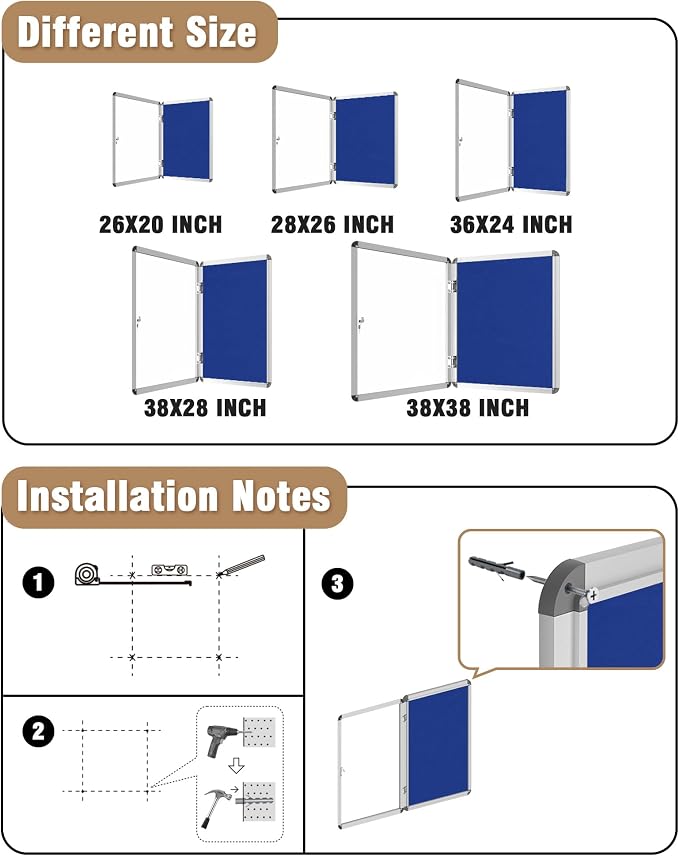 Mifuro 26"x20" Enclosed Bulletin Board, Lockable Weather-Resistant Aluminum - Image 4
