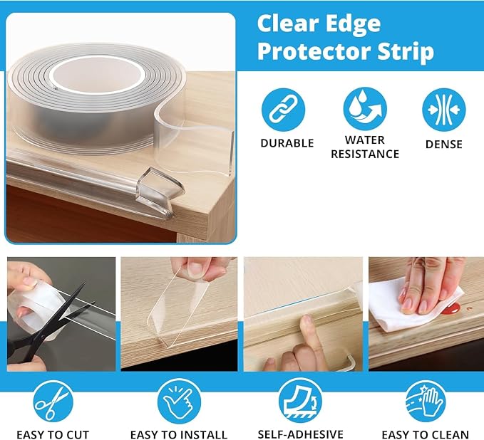 Furniture Edge Guards | 12ft Protective Clear PVC Cushion | Baby Child Proofing - Image 3