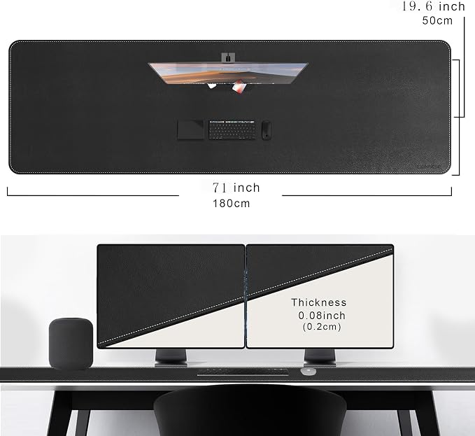 CENNBIE Leather Desk Mat Large, Extended Non-Slip Mouse Pad, Waterproof PU - Image 2