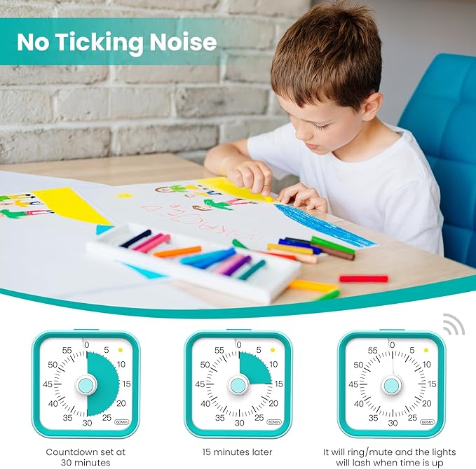 Visual Timer for Kids with Pause Function, 60 Minute Countdown Timer for Kids - Image 5