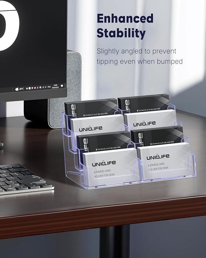 Uniclife 4 Pack Acrylic Business Card Holder - Image 6