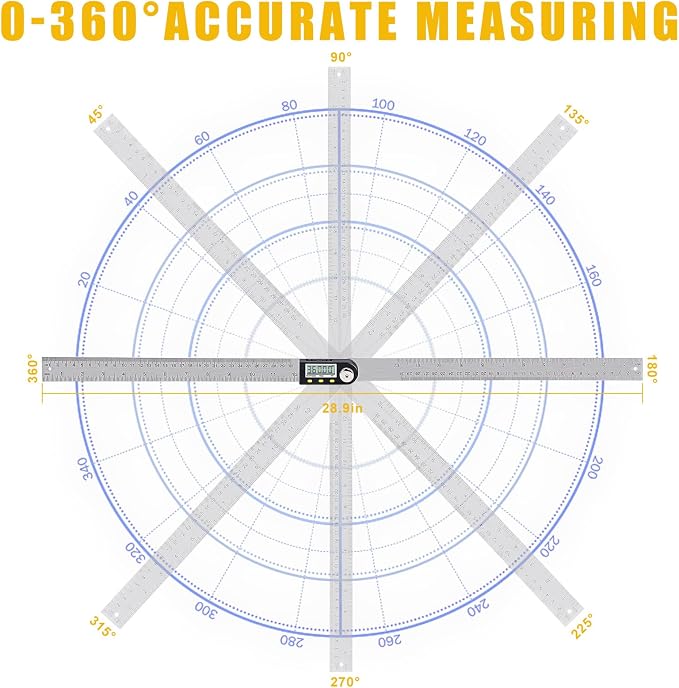 Delgada 12 inch/300mm Digital Angle Finder Tool Stainless Steel Digital - Image 3