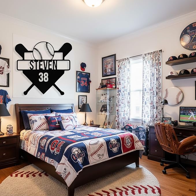 Personalized Baseball Metal Sign Custom Name & Number Sign Baseball Player Gift - Image 2