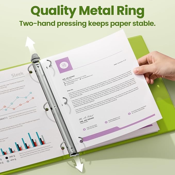 SUNEE 3 Ring Binder 2 Inch 1 Pack, Tender Green - Image 2