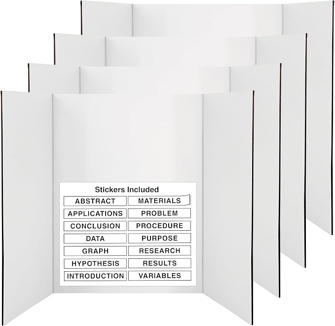 White Trifold Presentation Board 36" x 48" Self-Adhesive Science Subtitles by ENDAY