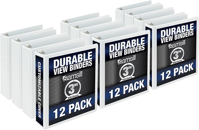 Samsill Durable 3 Inch Binder, Made in The USA, Round Ring Customizable Clear by Samsill