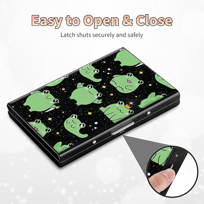 BWEGRHE Slim Credit Card Holder, Princess Frog RFID Blocking Metal Wallet - Image 6