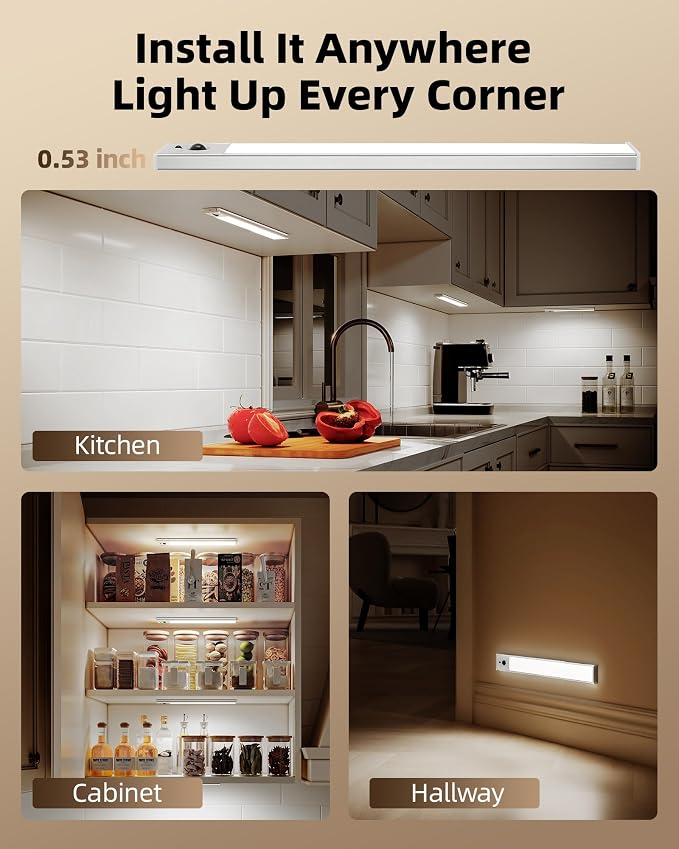 EZVALO 5 Pack Under Cabinet Lighting, 3200mAh Rechargeable Motion Sensor Light - Image 9