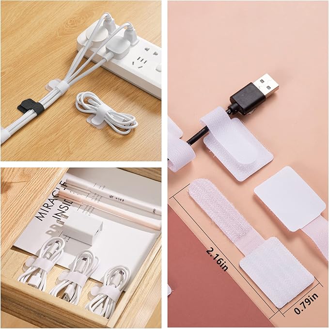 DRIVUU White Cable Management Organizer Kit 4 Cable Sleeve Split, 47Cable Clips - Image 5