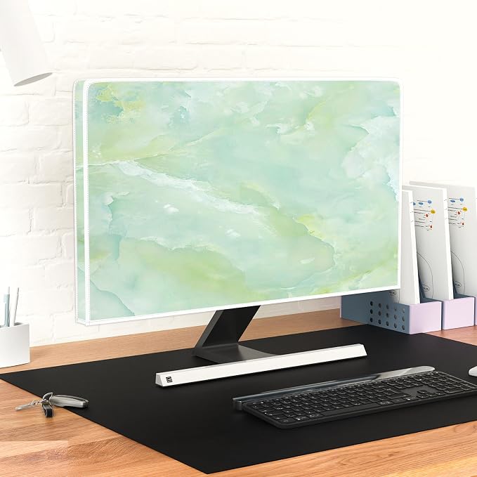 Baocicco Sage Green Marble Waterproof TV Dust Cover 55 Inch Anti-Static - Image 6