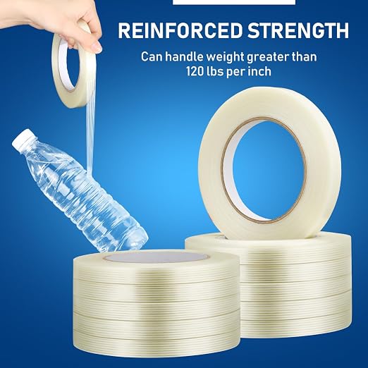 Treela 50 Rolls 1/2 Inch X 60 Yards Filament Strapping Tape 5.5 Mil Transparent - Image 3