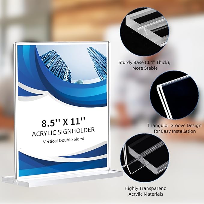 30 Pack Acrylic Sign Holder 8.5 x 11, Double-Sided Clear Sign Holder Plastic - Image 5