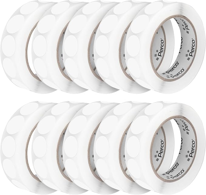 Perco Clear 1-Inch Perforated Circle Dot Sticker Labels — 10 Rolls, 000 Round by Perco