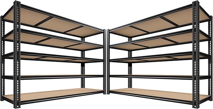ROOMFAVE 3500LBS Garage Shelving 60" W Metal Shelving 72" H Storage Shelves by RoomFave-organizeyourjoy