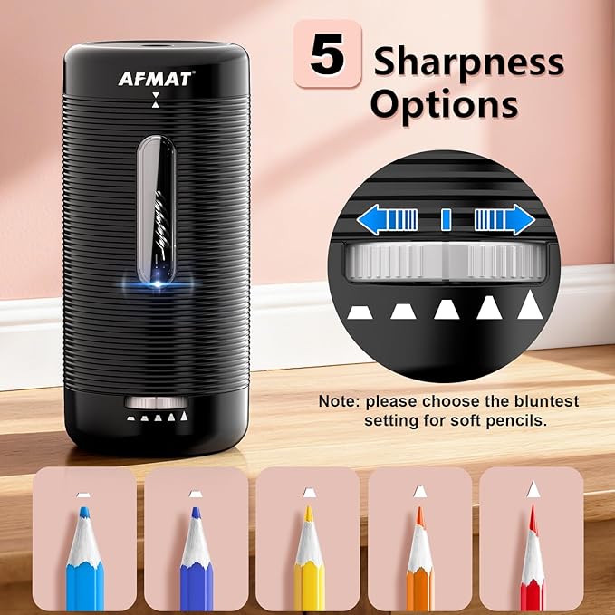 AFMAT Electric Pencil Sharpener, Fully Automatic Pencil Sharpener, Auto in & Out - Image 4