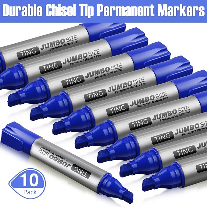 Fuutreo 10 Pack Jumbo Permanent Markers Bulk Large Chisel Tip Permanent Markers - Image 2