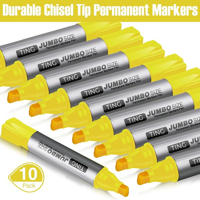 Fuutreo 10 Pack Jumbo Permanent Markers Bulk Large Chisel Tip Permanent Markers - Image 2