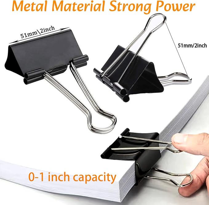Extra Large Binder Clips 2 Inch, Heavy Duty Big Binder Clips Big Paper Clamps - Image 2