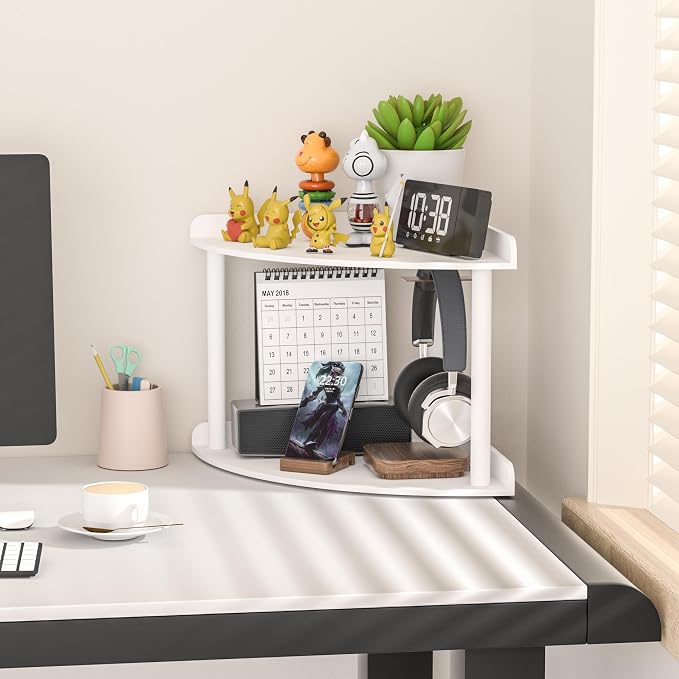 Sezanrpt 2 Tier Acrylic Corner Shelf Organizer Storage 9.5x9.5x8 Inch, Study - Image 6