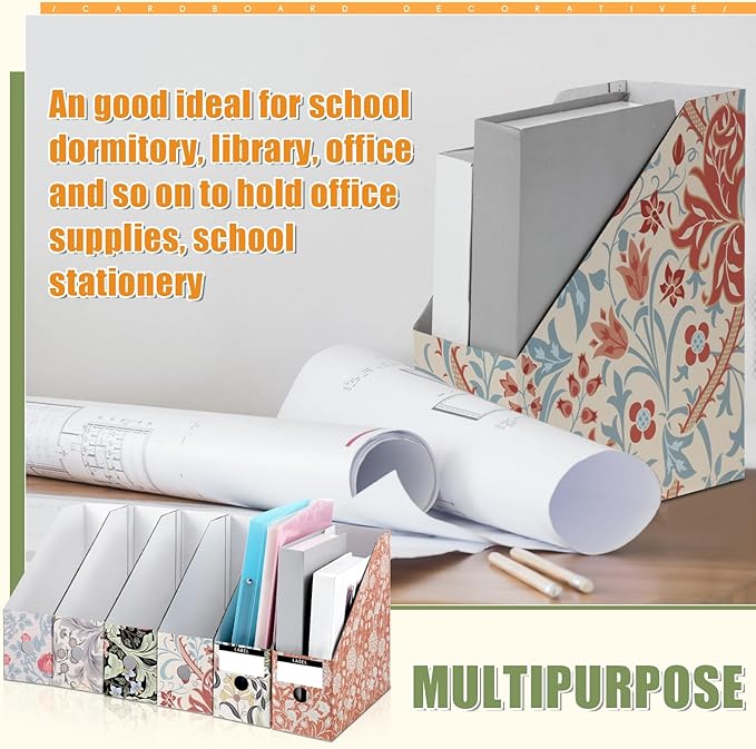 PerKoop 6 Pcs Magazine File Holder Foldable Decorative Cardboard File Folders 6 - Image 6