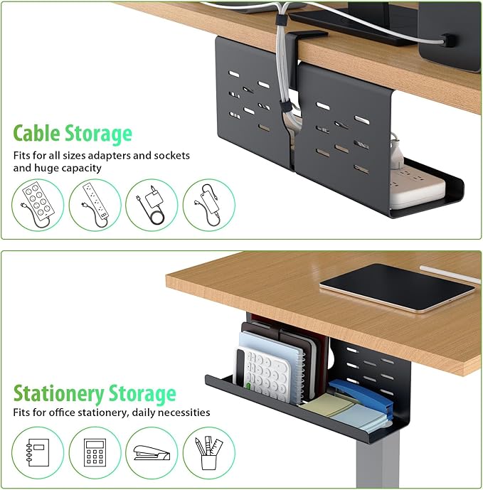 KEEGH 16" Under Desk Cable Management Tray, 2 Pack Desk Cord Organizer Upgrade - Image 4