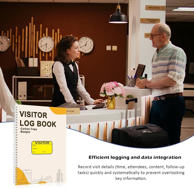 2 Pack Visitor Badges with Carbon Copy Visitor Stickers Letter Size Visitor Log - Image 4