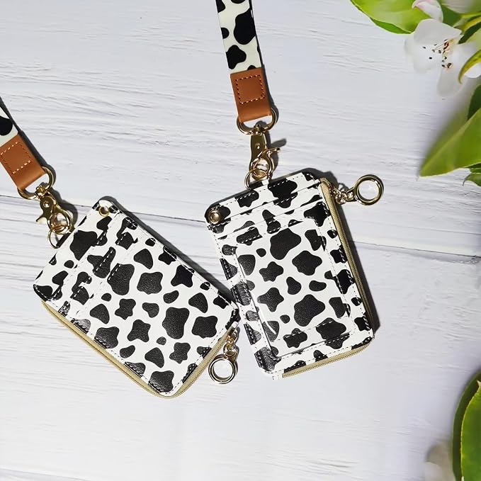 Cow Print Badge Holder, Leather Id Badge Holders - Image 4