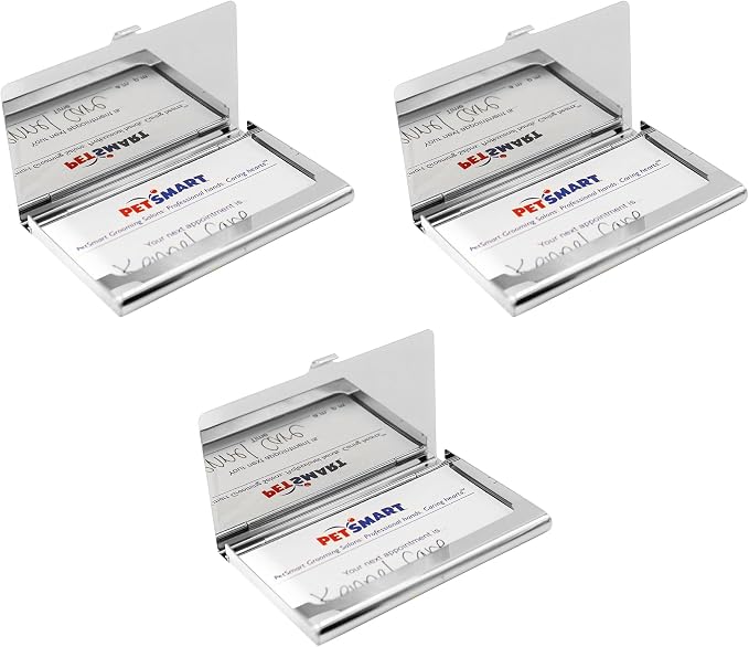 Stephanie Imports Set of 3 Slim & Minimalist Metal Business Card Holder Unisex - Image 3