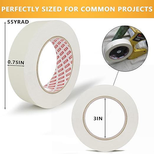 SWRT Masking Tape 0.75 Inch x 55 Yards, Adhesive Painting Tape Bulk - Image 2