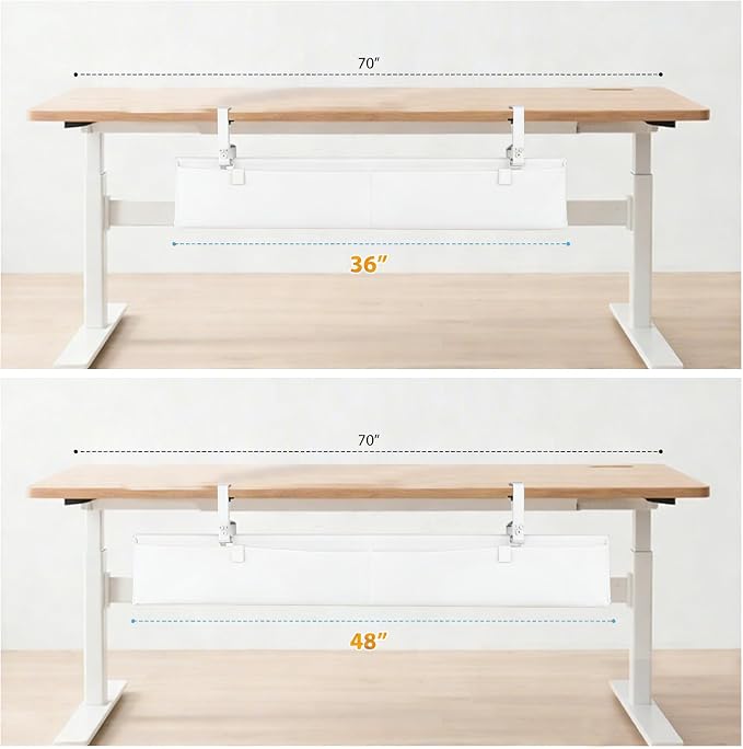Oxford Cloth Under Desk Cable Management Tray, No-Drill 48" Desk Cable - Image 5