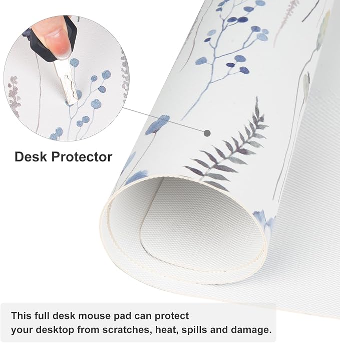 QIYI Large Mouse Pad for Desk, Floral Desk Mat for Desktop, Women Girls Office - Image 4