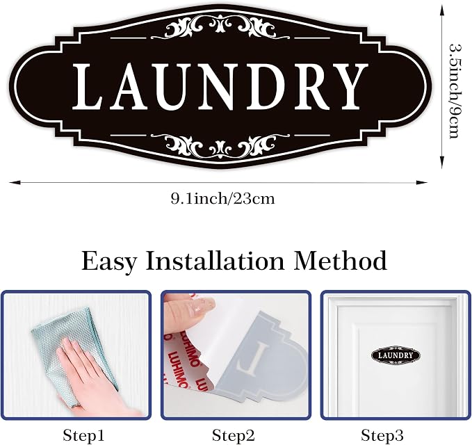 Laundry Room Door Sign for Business and Home，Self-adhesive Waterproof Cute - Image 8