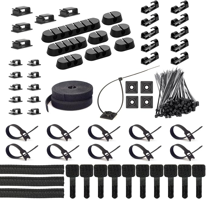 ZIIYAN 163 PCS Cable Management Kit, 3 Wire Organizer Sleeve, 8 Self Adhesive by ZIIYAN