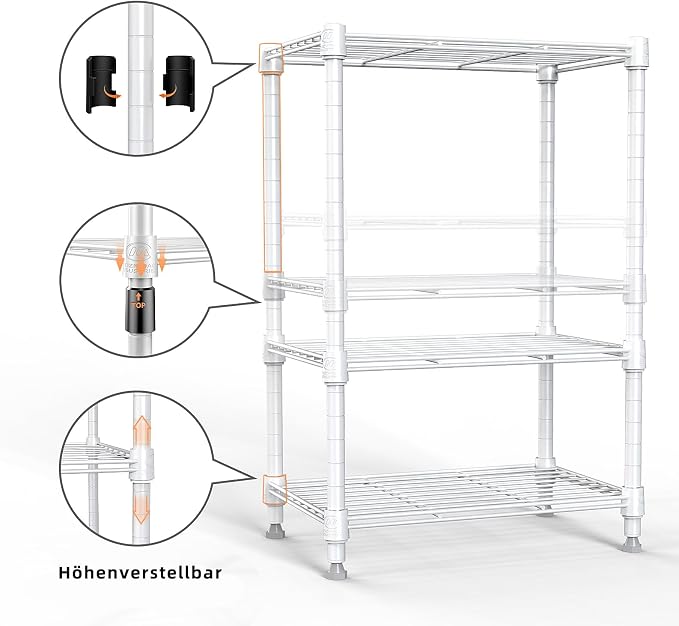 M MZG 450 lbs Wire Storage Shelving 3-Tier Utility Shelving Unit Steel - Image 5