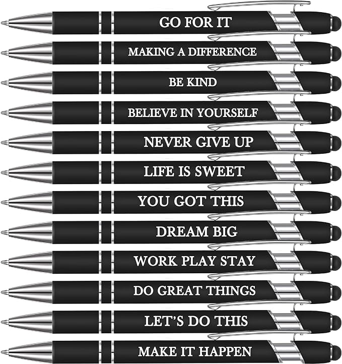 Zonon 12 Pcs Inspirational Pens Bulk Funny Ballpoint Pen by Zonon