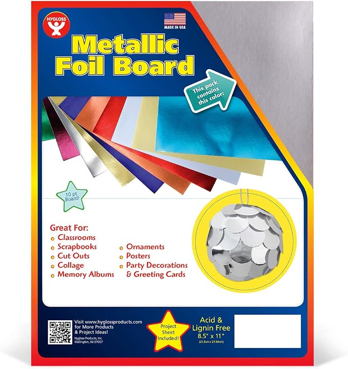 Hygloss Metallic Cardstock Sheets – 100 Matte Silver Sheets, 8.5” x 11” - Image 2