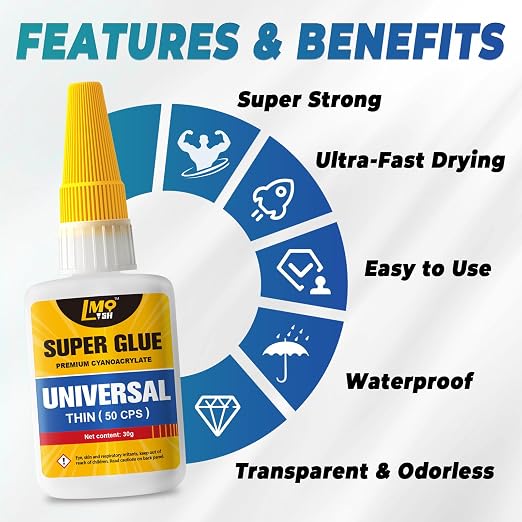 Super Glue Clear 60 Gram Liquid, All Purpose Superglue Instant Cyanoacrylate - Image 4