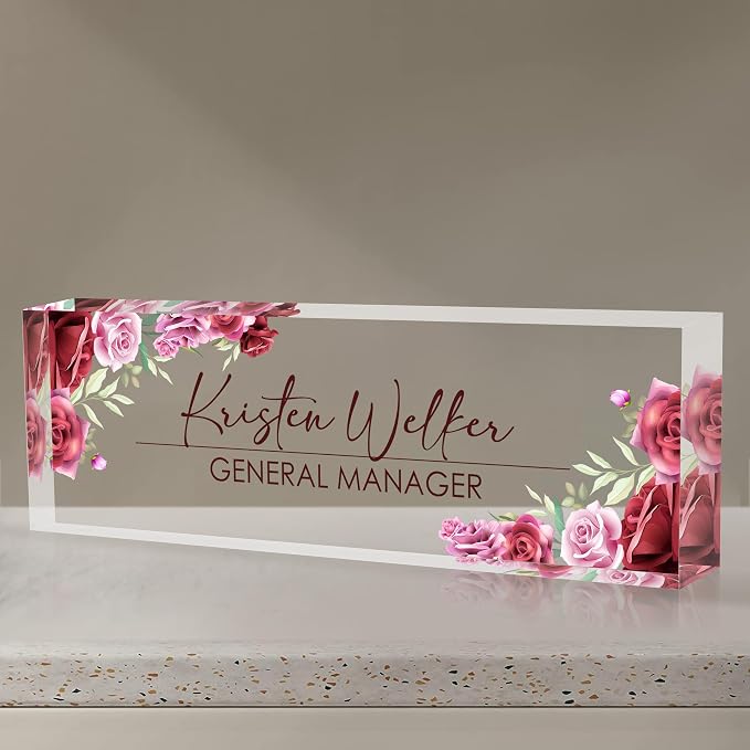 Personalized Name Plate for Desk, Custom Desk Name Plate, Acrylic Name Plate by EOBIBIFUN