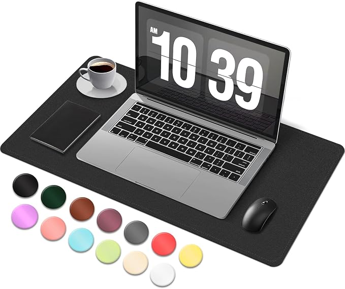BLESWIN Desk Pad Protector, Leather & Suede Desk Mat, Non-Slip Desk Pad Mat by BLESWIN