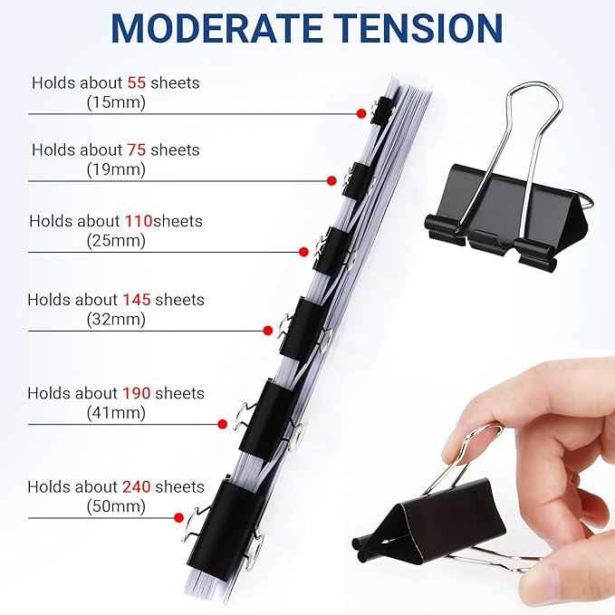 360 PCS Binder Clips Small – Mini Black Metal Paper Clamps, 0.6in/15mm Binder - Image 5