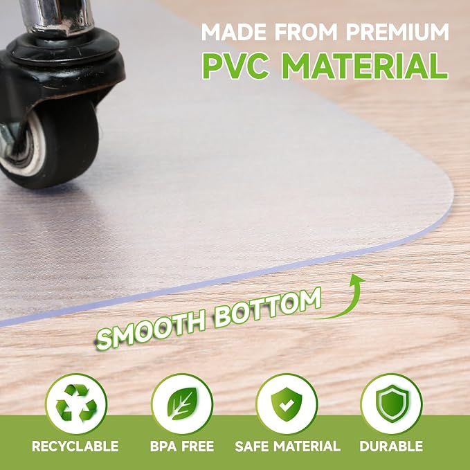 SOONAN Chair Mat for Hardwood Floor, 0.08" Thickness Heavy Duty Computer&Desk - Image 6